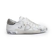 Witte Leren Sneakers met Zilveren Studs Philippe Model , White , Dames