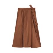 Geplooide Midi Rok met Asymmetrische Riem Max Mara Weekend , Brown , D...