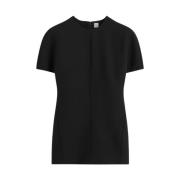 Zijde Wollen Cap-Sleeve Top TotêMe , Black , Dames