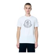 Katoenen Jersey Logo Print T-Shirt Moncler , White , Heren