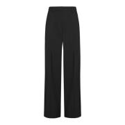 Wijde wollen broek met plooien Momoni , Black , Dames