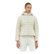 Gewatteerde Korte Donsjas met Capuchon Moncler , Beige , Dames