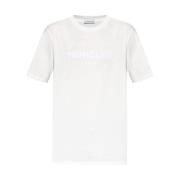 Luxe Katoen Kasjmier T-shirt met Logo Moncler , White , Heren