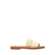 Logo-print Woody Sandalen Chloé , Beige , Dames