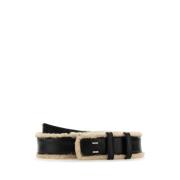 Klassieke Zwarte Leren Riem Dries Van Noten , Black , Heren