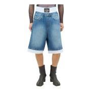 Denim Panel Katoenen Shorts Jean Paul Gaultier , Blue , Heren