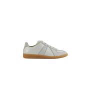 Blauw-Grijze Leren Sneakers met Witte Details Maison Margiela , Gray ,...