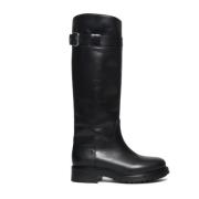 Zwarte leren laars A5787 Strategia , Black , Dames