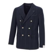 Blauwe Wollen Blazer met Verticale Strepen Eleventy , Blue , Heren