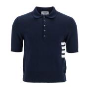 Contrast 4-Bar Gebreid Poloshirt Thom Browne , Blue , Heren