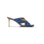 Denim Safety Pin mules Balmain , Blue , Dames