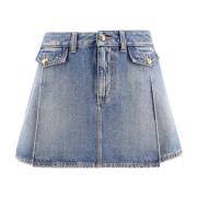 Denim minirok met Skull knopen Alexander McQueen , Blue , Dames