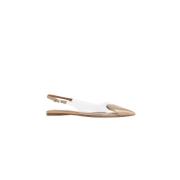 Beige Patent Leren Hart Slingback Alaïa , White , Dames