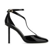 Zwarte leren pumps met 9,5 cm hak Salvatore Ferragamo , Black , Dames