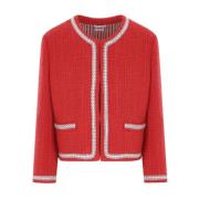 Rode Tweed Cardigan Jas Thom Browne , Red , Dames