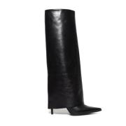 Zwarte leren stretch laars Kobe Guglielmo Rotta , Black , Dames