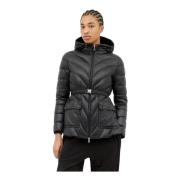 Gewatteerde gewatteerde donsjas met riem Moncler , Black , Dames