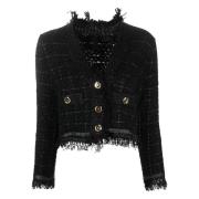 Elegante Zwarte Blazer met Metallic Fibre Pinko , Black , Dames