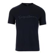 Zwart Logo Print Slim Fit T-shirt Giorgio Armani , Black , Heren