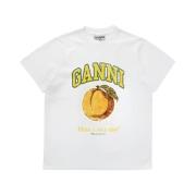 Perzik Jersey T-shirt Ganni , White , Heren