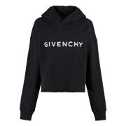 Katoenen hoodie met geribbelde manchetten Givenchy , Black , Dames