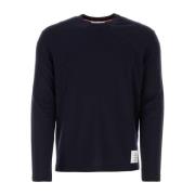 Midnight Blue Stretch Wool T-shirt Thom Browne , Blue , Heren