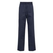 Casual Blauwe Linnen Katoenen Broek Brioni , Blue , Heren