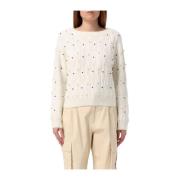 Gebreide top met parels Twinset , White , Dames