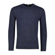 Donkerblauwe Katoenen Trui, NorHeren Pasvorm Hugo Boss , Blue , Heren