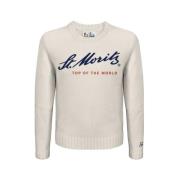 Geborduurde Crew Neck Sweater MC2 Saint Barth , Beige , Heren