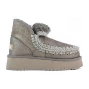 Metallic Mini Eskimo Platform Boot Mou , Gray , Dames