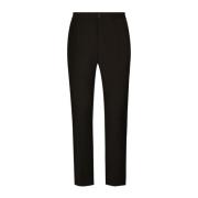 Geborduurde Logo Wollen Pantalons Dolce & Gabbana , Brown , Heren