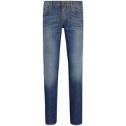 Indigo Logo Detail Jeans Dolce & Gabbana , Blue , Heren