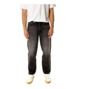 Zwarte relaxte taps toelopende jeans Denham , Gray , Heren