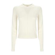 Witte Wollen Gebreide Top Geborduurd Logo Chloé , White , Dames