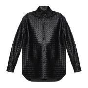 Leren oversized shirt Bottega Veneta , Black , Dames