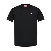 Zwart T-shirt met Logoprint Diesel , Black , Heren