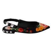 Elegante Bloemen Kristal Flats Dolce & Gabbana , Multicolor , Dames