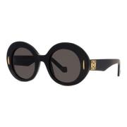 Elegante ronde zonnebril in glanzend zwart Loewe , Black , Dames