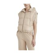 Dons bodywarmer met wol en microvezel capuchon Peserico , Brown , Dame...