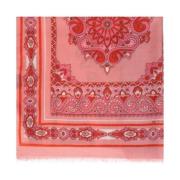 Roze Rafelrand Vierkante Sjaal Etro , Pink , Dames