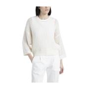 Alpaca wol Lurex en paillet ronde hals trui Peserico , White , Dames