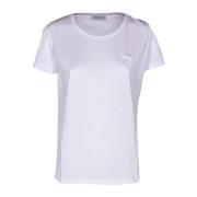 Dames Geborduurd Logo T-shirt, Slim Fit Dondup , White , Dames