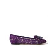 Elegante bloemenkant Vally platte schoenen Dolce & Gabbana , Purple , ...