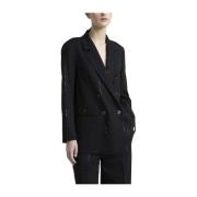 Technische wollen double-breasted blazer Peserico , Black , Dames