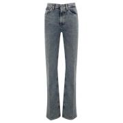 Hoge Taille Wijde Pijp Denim Broek Dondup , Blue , Dames