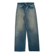 Vintage Textuur Wijde Denim Broek Auralee , Blue , Heren