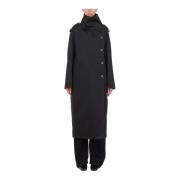 Lange Katoenen Trenchcoat Courrèges , Black , Dames