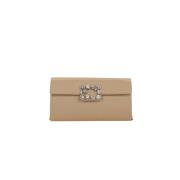 Donker Beige Satijnen Clutch met Ketting Roger Vivier , Beige , Dames