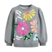 Bloemen geborduurde trui Essentiel Antwerp , Gray , Dames